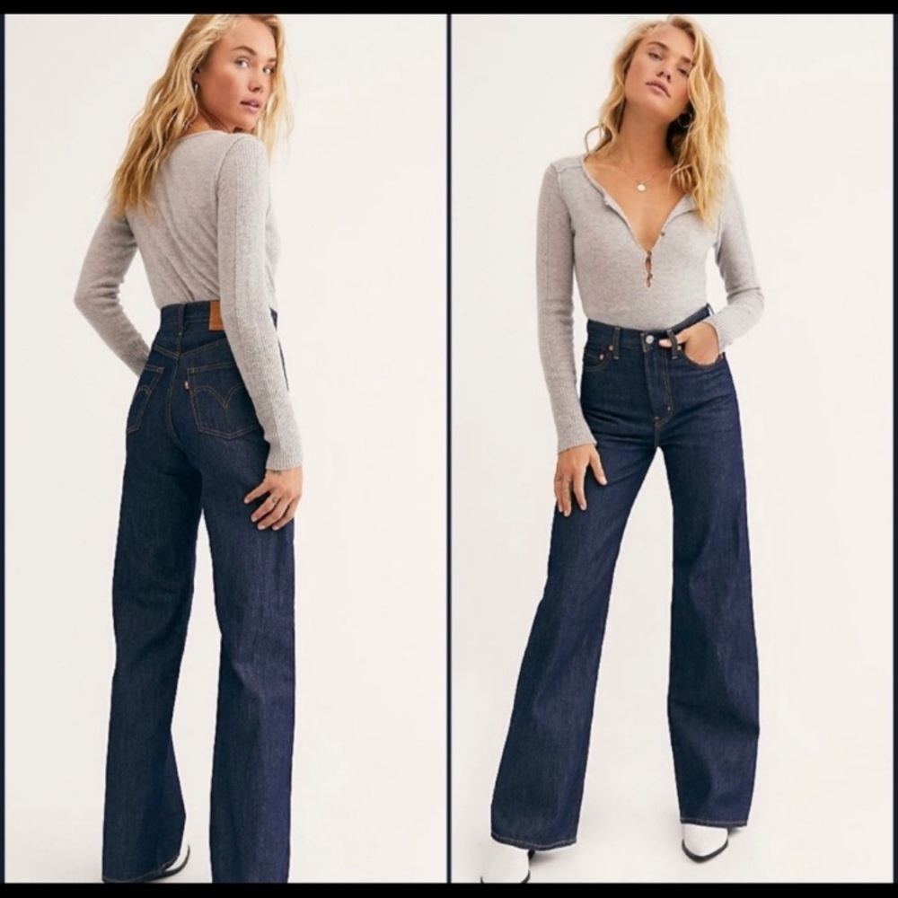 Levi's Women's Ribcage Wide Leg Jeans - Dark Blue